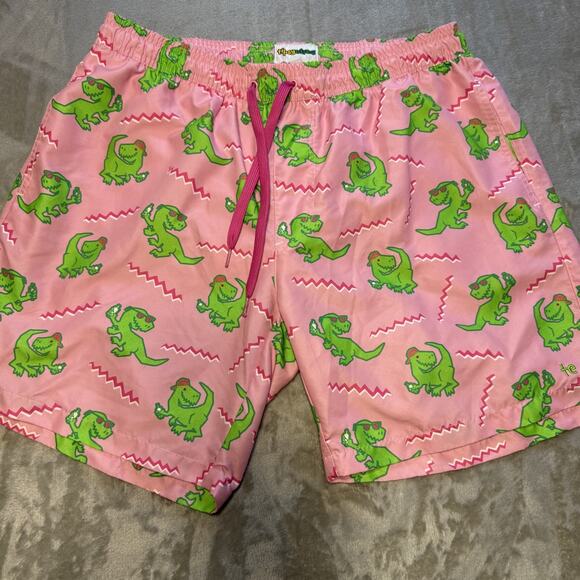 Tipsy Elves Men’s Swim Trunks XXL Pink Dinosaur Print Board Shorts Funny Retro - Picture 2 of 8
